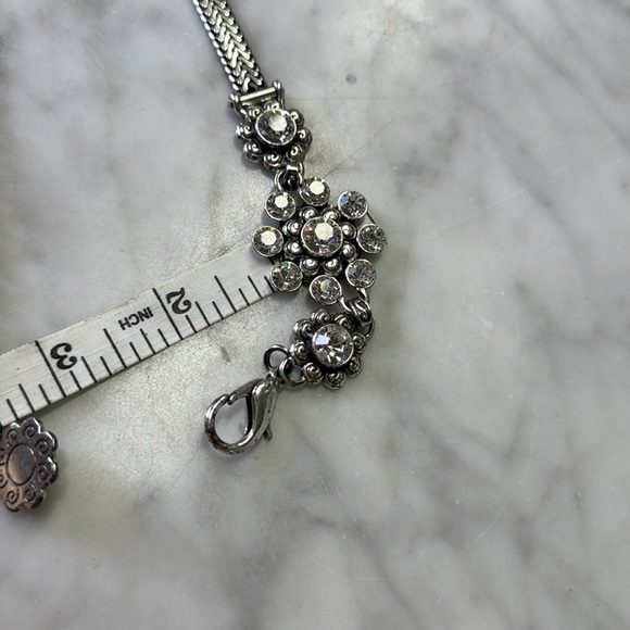 BRIGHTON Silver Toned Rhinestone Embellished Chain Belt Size M - Picture 8 of 8